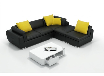Canapé d'angle en cuir en forme de L Paysage vivant Suite de canapé Design moderne