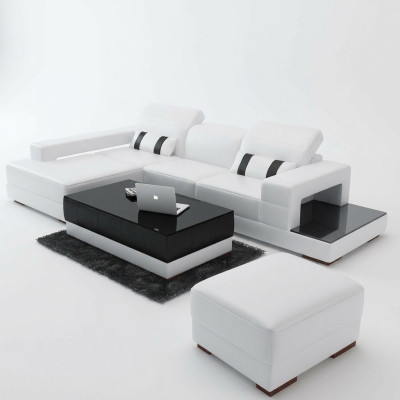 Canapé d'angle Upholstery Living Paysage en cuir Canapé d'angle avec tabouret