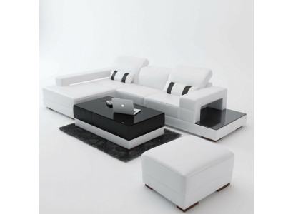 Canapé d'angle Upholstery Living Paysage en cuir Canapé d'angle avec tabouret
