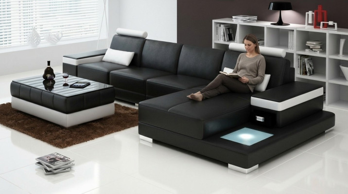 Canapé Canapé d'angle Mobilier Cuir Salon Paysage Suite Design Moderne Canapé