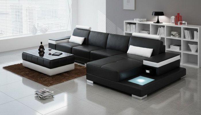 Canapé Canapé d'angle Mobilier Cuir Salon Paysage Suite Design Moderne Canapé