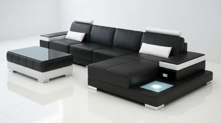 Canapé Canapé d'angle Mobilier Cuir Salon Paysage Suite Design Moderne Canapé