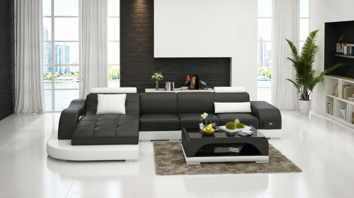 Canapé d'angle Canapé en cuir Canapé Rembourrage Assise d'angle Paysage de vie Suite en forme de L