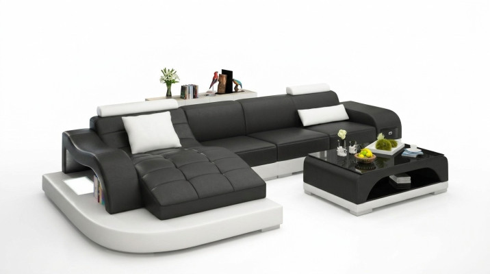 Canapé d'angle Canapé en cuir Canapé Rembourrage Assise d'angle Paysage de vie Suite en forme de L