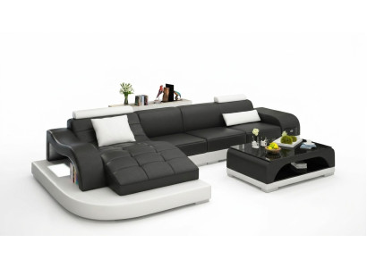 Canapé d'angle Canapé en cuir Canapé Rembourrage Assise d'angle Paysage de vie Suite en forme de L
