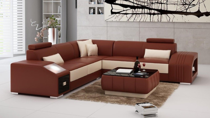 Canapé en cuir Canapé en L-forme Mobilier paysager Salon Canapé d'angle Suite Design