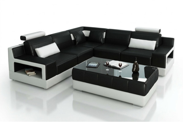 Ensemble de canapé de designer avec pouf Coin canapé avec tabouret Paysage vivant Rembourrage