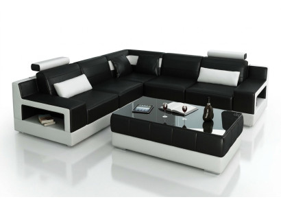 Ensemble de canapé de designer avec pouf Coin canapé avec tabouret Paysage vivant Rembourrage