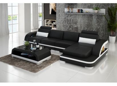 Canapé d'angle en cuir en forme de L Canapé paysage vivant Suite de décoration Design Moderne