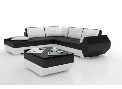 Canapé d'angle Canapé en cuir Rembourrage Paysage vivant Canapé Sofa Suite d'angle Forme en L