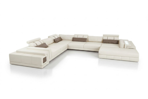 Canapé en cuir en forme de U Canapé Paysage vivant Canapé d'angle Suite Design Moderne Canapé neuf