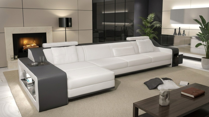 Canapé design Canapé d'angle avec tabouret Salon paysage Canapé Rembourrage Suite