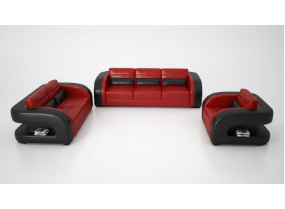 Ensemble de canapés de salon de luxe 3 + 2 en cuir avec revêtement en cuir.