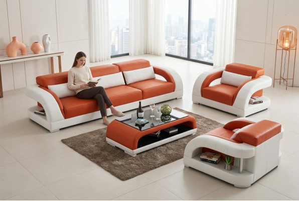 Canapé Canapé ensemble 3+1+1 Ensemble designer Fauteuils Canapé Tissu Moderne