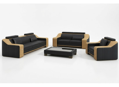 Sofa en cuir Canapé Paysage vivant 3+2+1 places Ensemble de canapés modernes neufs