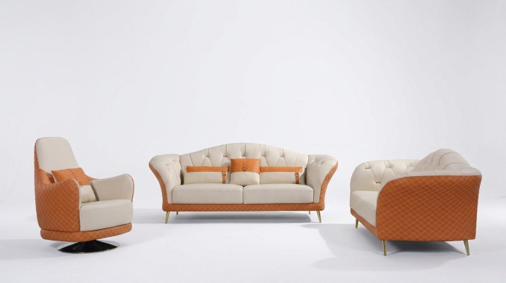 Ensemble de canapés de luxe 3+1+1 places avec canapé en cuir textile Groupe