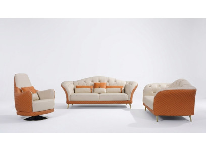 Ensemble de canapés de luxe 3+1+1 places avec canapé en cuir textile Groupe