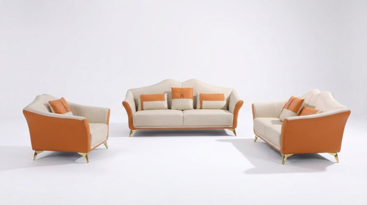 Canapé avec siège de canapé en cuir rembourré ensemble complet Suite moderne 3+2 places