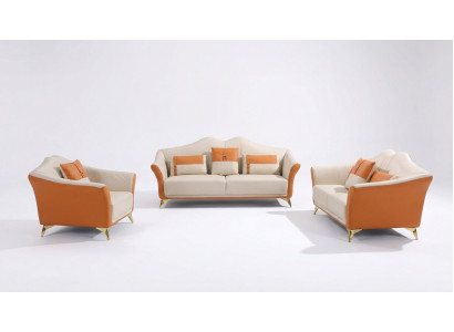 Canapé avec siège de canapé en cuir rembourré ensemble complet Suite moderne 3+2 places
