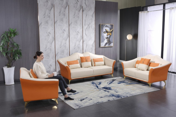 Canapé en cuir ensemble de canapé 3+1+1 places design moderne nouveau.