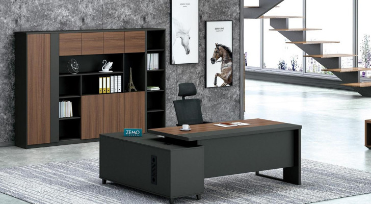 Bureau d'angle Design Armoire de classement Mobilier de bureau Ensemble de mobilier de chef 2 pièces