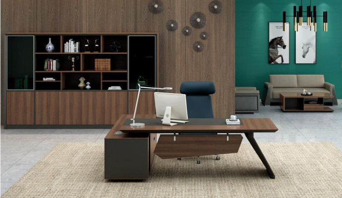 Meubles de bureau pour bureau 2 pcs. Ensemble de tables Étagère Table du chef + Cabinet de classement