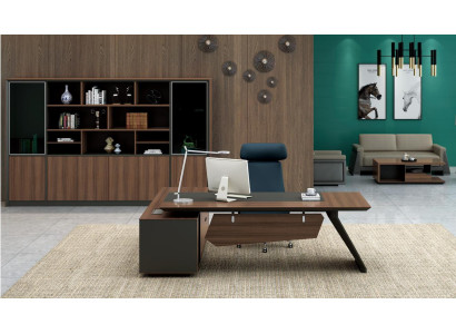 Meubles de bureau pour bureau 2 pcs. Ensemble de tables Étagère Table du chef + Cabinet de classement