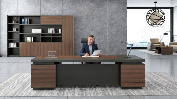Bureau d'angle Passage de câble Table de bureau à domicile Grandes tables de chef de table