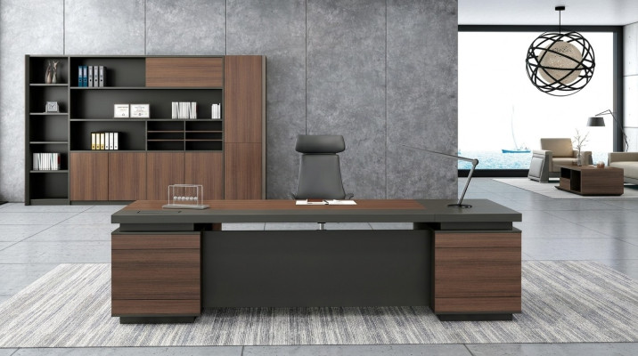 Bureau d'angle Passage de câble Table de bureau à domicile Grandes tables de chef de table