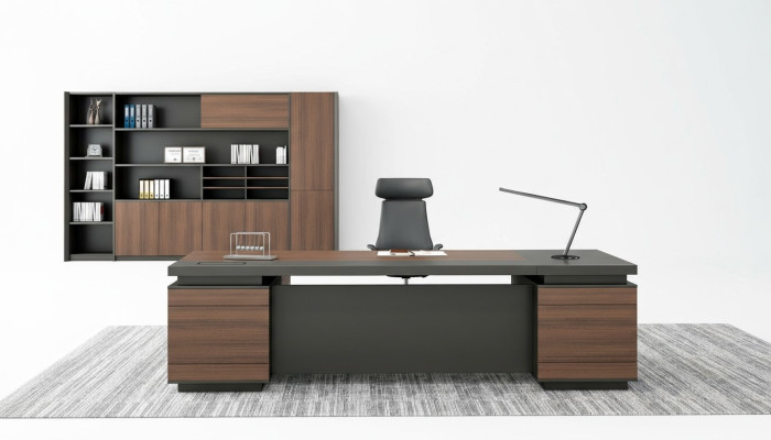 Bureau d'angle Passage de câble Table de bureau à domicile Grandes tables de chef de table