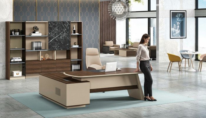 Coin bureau du chef Des bureaux d'angle Cabinet de bureau Cabinet d'avocats Cabinet d'entreprise Mobilier de bureau Tables
