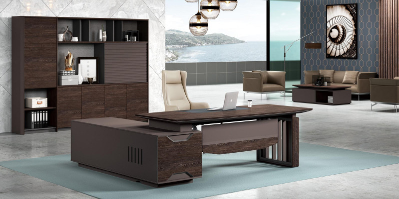 Bureau Bureau d'angle Mobilier de bureau Table Armoire de classement Armoire 2 pièces.