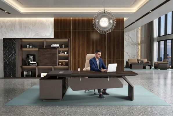 Mobilier de bureau 2 pièces. Ensemble de tables de bureau Table de chef Classeur