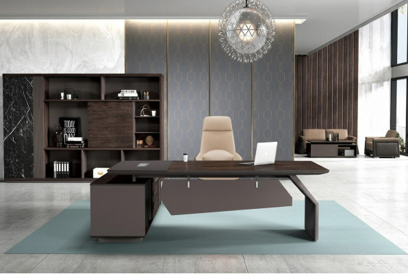 Mobilier de bureau 2 pièces. Ensemble de tables de bureau Table de chef Classeur