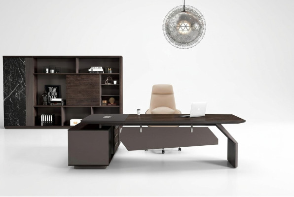 Mobilier de bureau 2 pièces. Ensemble de tables de bureau Table de chef Classeur