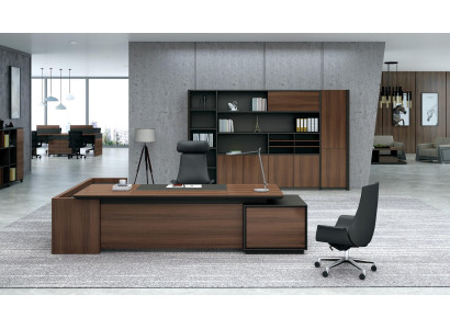 Table d'angle Bureau + Étagère Armoire en bois 2 pièces. Ensemble de mobilier de bureau