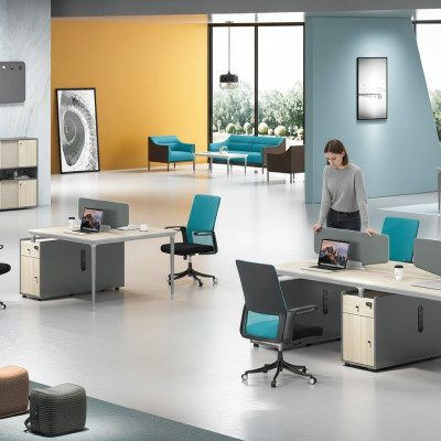 Mobilier Aménagement Équipement Table Centre d'appels 4 Postes de travail Bureau