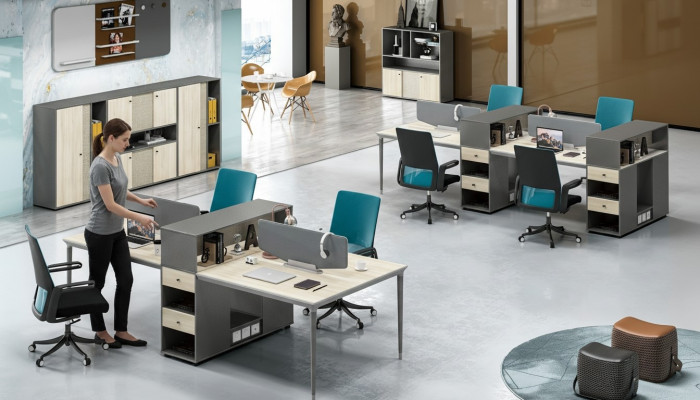 Mobilier de bureau Aménagement Tables Table 4 Postes de travail Bureau Centre d'appels