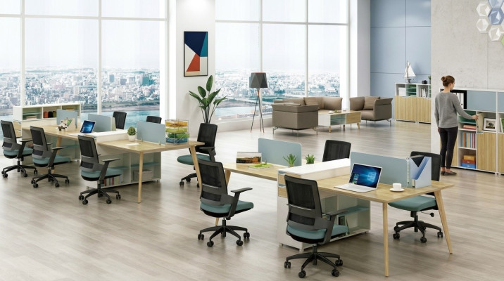 Mobilier de bureau Meubles Tables en bois Table 4 postes de travail Bureau