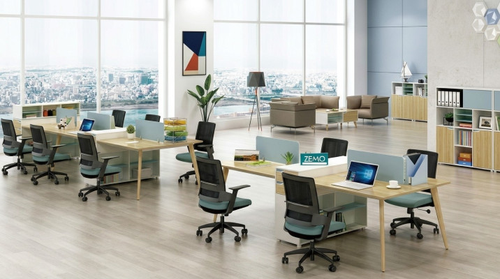 Mobilier de bureau Meubles Tables en bois Table 4 postes de travail Bureau