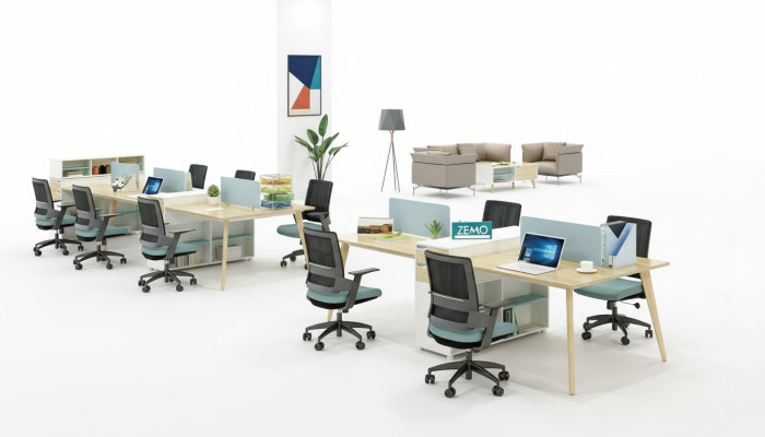 Mobilier de bureau Meubles Tables en bois Table 4 postes de travail Bureau