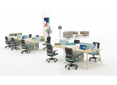 Mobilier de bureau Meubles Tables en bois Table 4 postes de travail Bureau