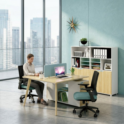 Poste de travail de bureau Table 2 postes de travail comptoir Tables en bois Mobilier de bureau