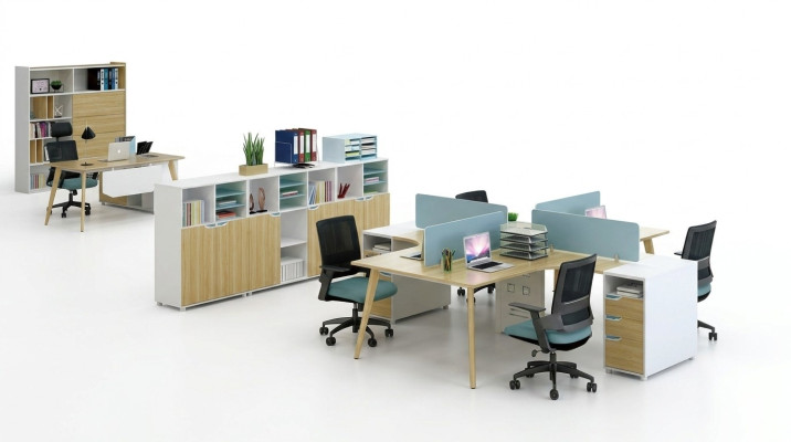 Centre d'appels 4 Postes de travail Mobilier de bureau Aménagement Équipement
