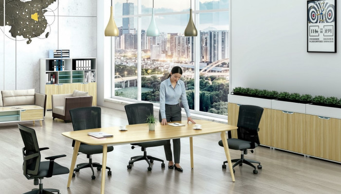 Table de conférence de bureau moderne en bois design meubles réunion