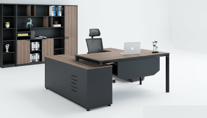 Mobilier de bureau 2 pièces. Ensemble Table de chef + Armoire de classement Tables Étagère Bureau
