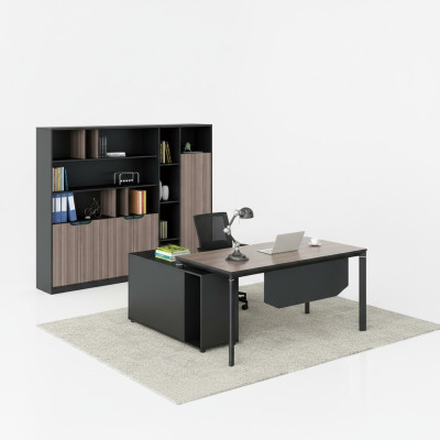 Ensemble de bureau complet Bureau Bureau d'angle armoires de classement 2 pièces. avec passe-câble