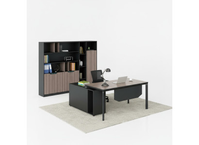 Ensemble de bureau complet Bureau Bureau d'angle armoires de classement 2 pièces. avec passe-câble