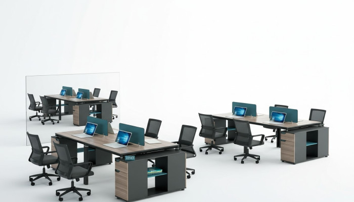 Mobilier de bureau Aménagement Tables Table Centre d'appels Bois 4 postes de travail Bureau