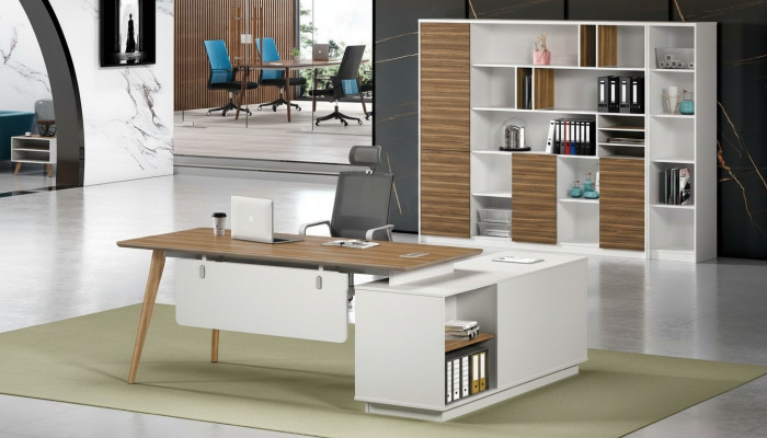 Ameublement de bureau 2 pièces Ensemble de table de chef et de classeur Tables Étagère Bureau